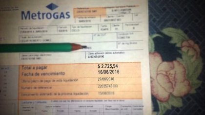 Boleta de gas por $ 2.725 en un hogar de trabajadores
